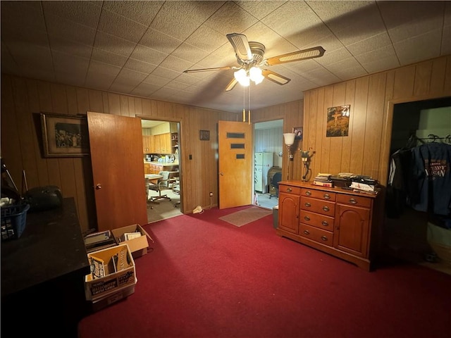 interior space featuring ceiling fan