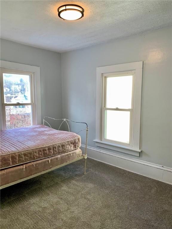 unfurnished bedroom featuring carpet and a textured ceiling