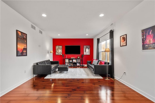 living room featuring hardwood / wood-style flooring