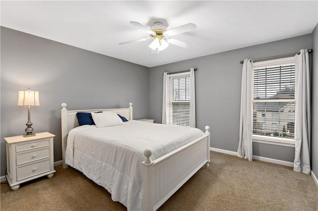 bedroom with carpet flooring and ceiling fan