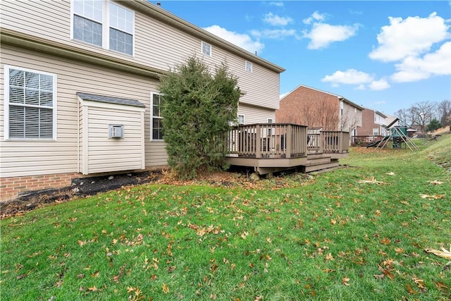 view of yard with a deck