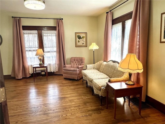 living area featuring hardwood / wood-style flooring