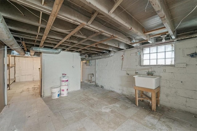 basement with sink