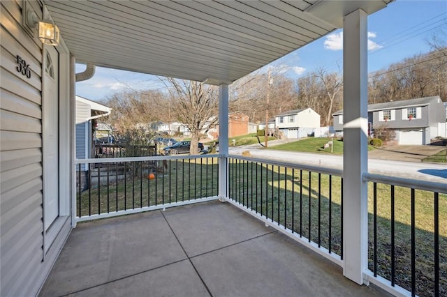 balcony featuring a porch