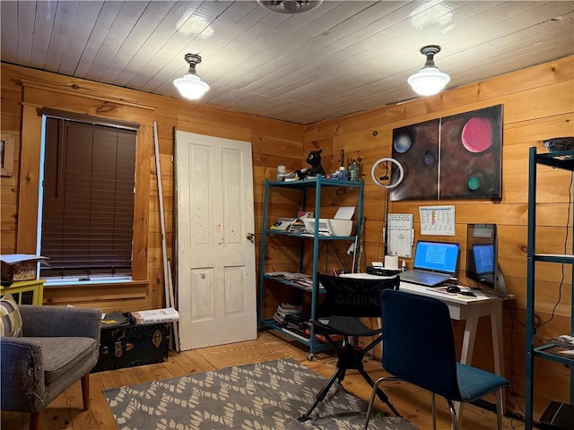 230 Gastown Rd, Plumcreek Twp, PA 15774 - home office with wood walls, wood-type flooring, and wooden ceiling