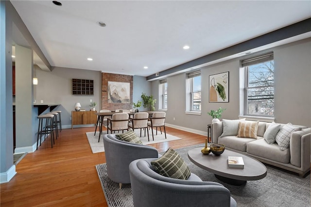 living room featuring light hardwood / wood-style floors