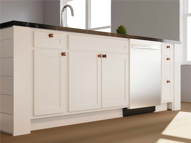 interior details featuring white cabinetry and sink