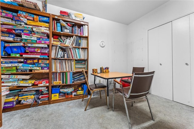 view of carpeted home office