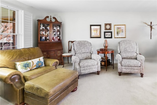 sitting room featuring carpet floors