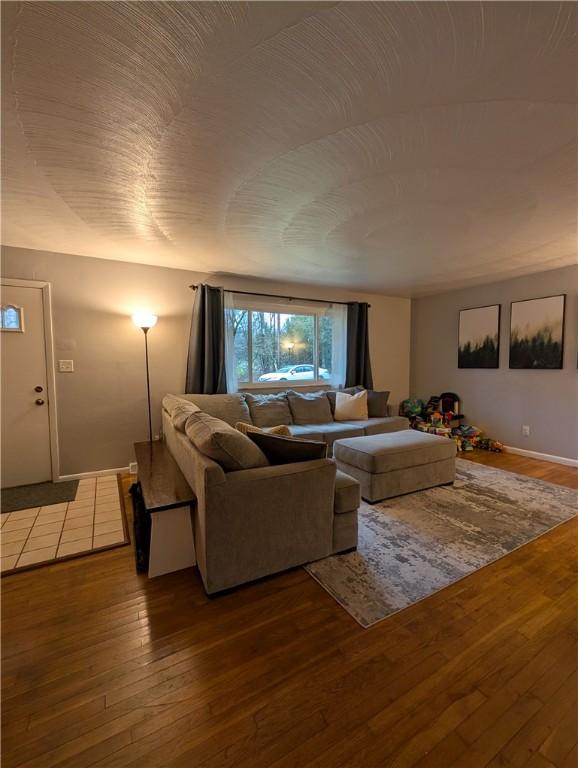 living room with hardwood / wood-style floors