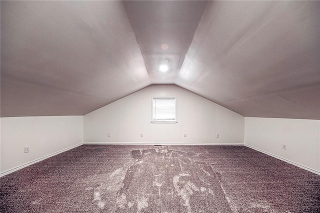 additional living space featuring carpet flooring and vaulted ceiling