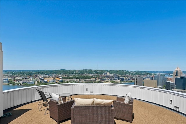 view of patio / terrace featuring a water view