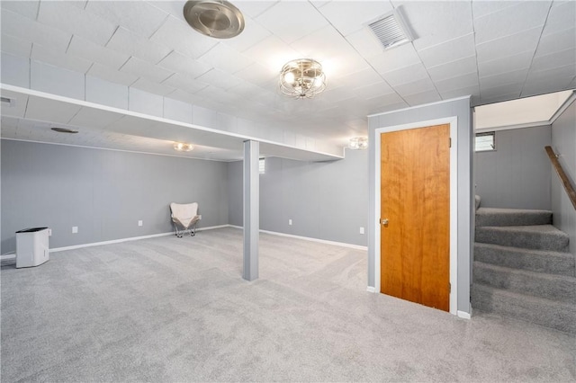 basement with carpet floors