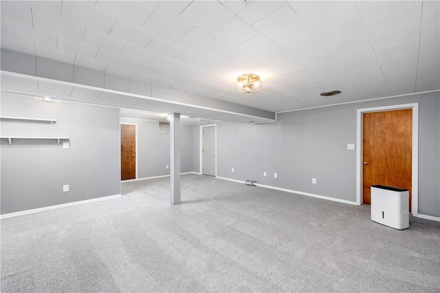 basement with carpet floors