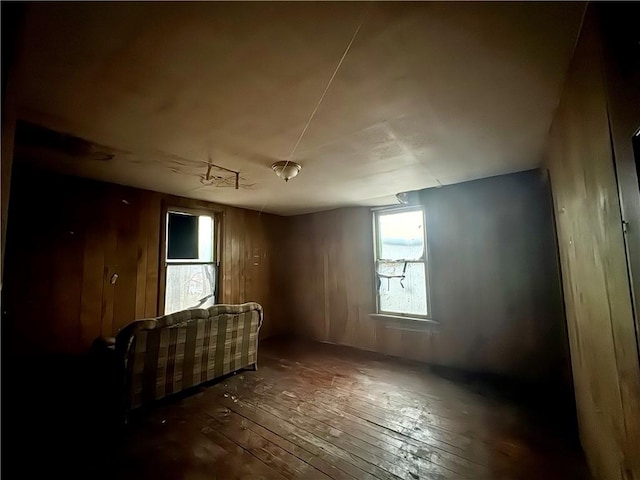 interior space with dark wood-type flooring