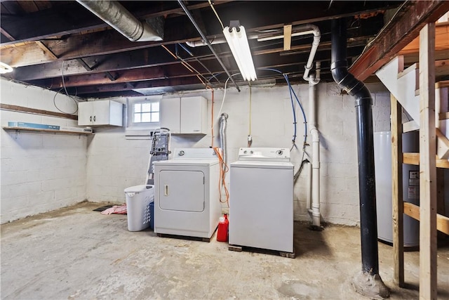 basement featuring washer and dryer