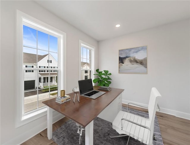 office area featuring hardwood / wood-style floors