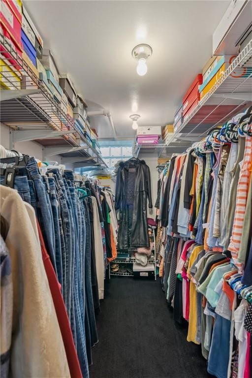 spacious closet with dark carpet