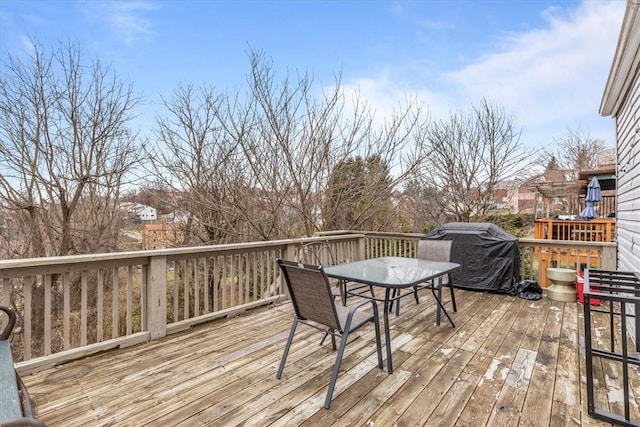 deck featuring grilling area