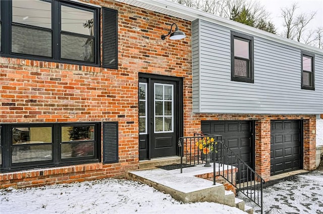 exterior space with a garage