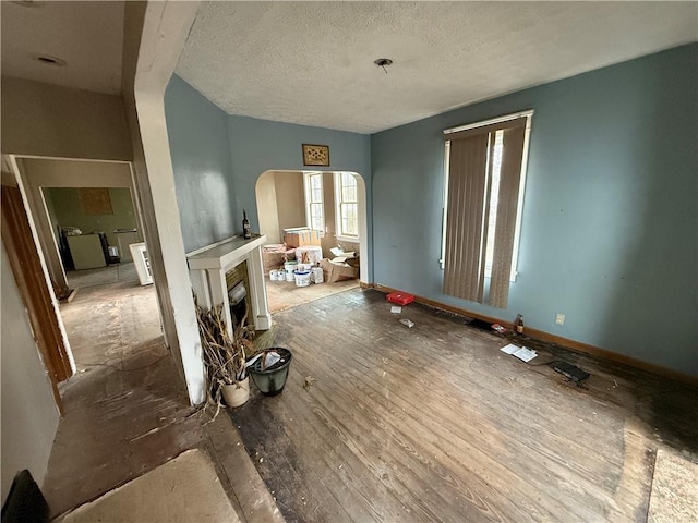 interior space with a textured ceiling