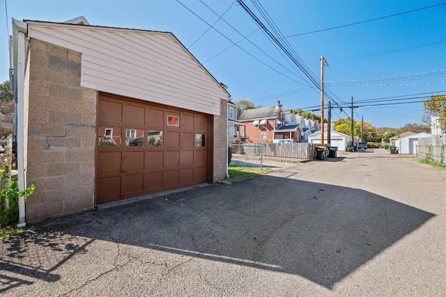 exterior space with a garage