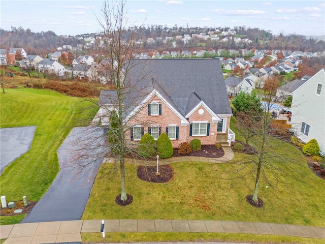 view of front of home with a front yard