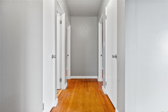 hall with light wood-type flooring