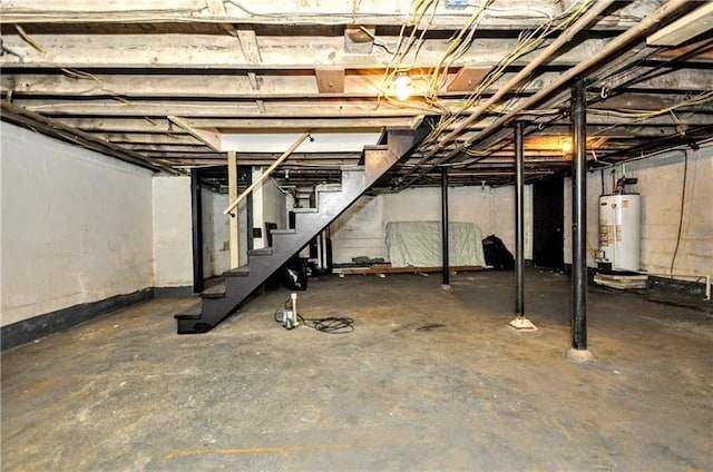 basement with water heater