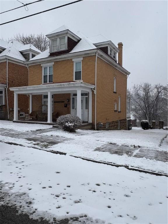 view of snow covered exterior