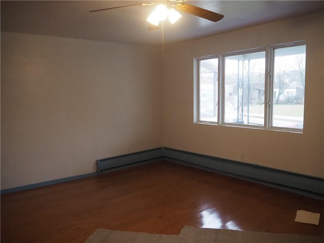 spare room featuring hardwood / wood-style flooring and ceiling fan