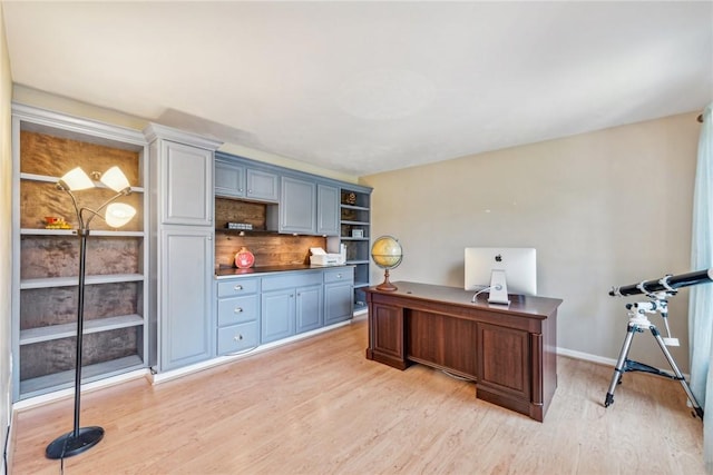 office area featuring light hardwood / wood-style floors