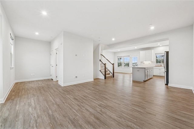 unfurnished living room featuring light hardwood / wood-style floors