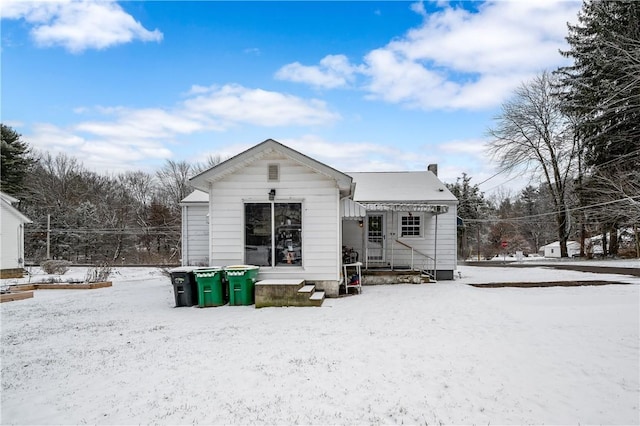 view of snow covered property