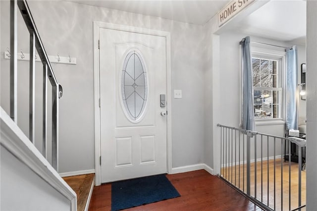 foyer featuring dark hardwood / wood-style floors