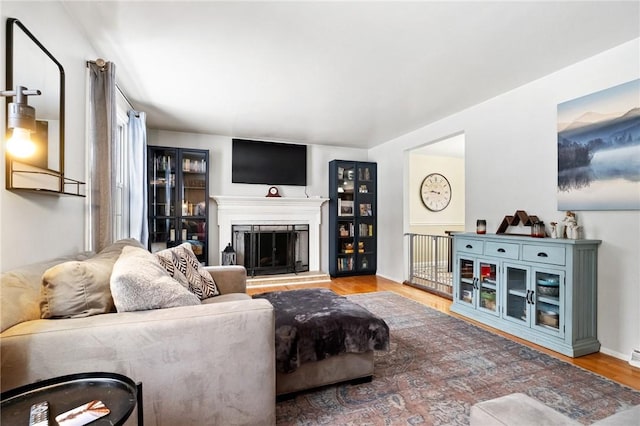 living room with hardwood / wood-style floors