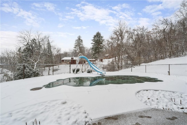 view of snow covered playground