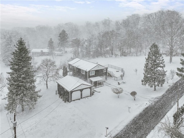 view of snowy aerial view