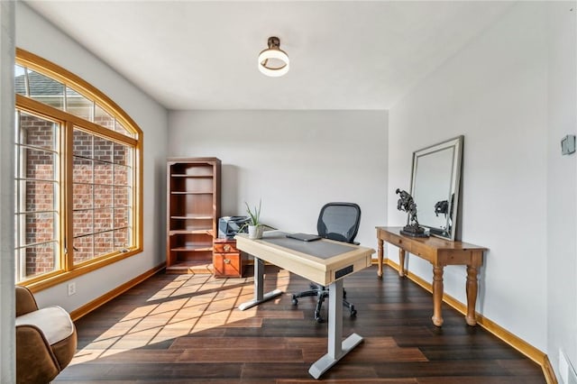 office with hardwood / wood-style flooring