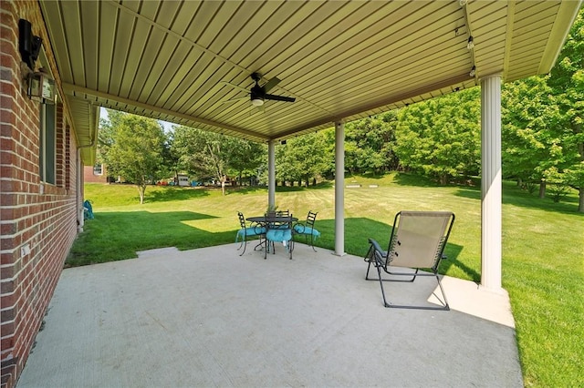 view of patio / terrace featuring ceiling fan