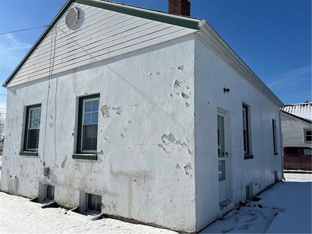 view of snow covered exterior