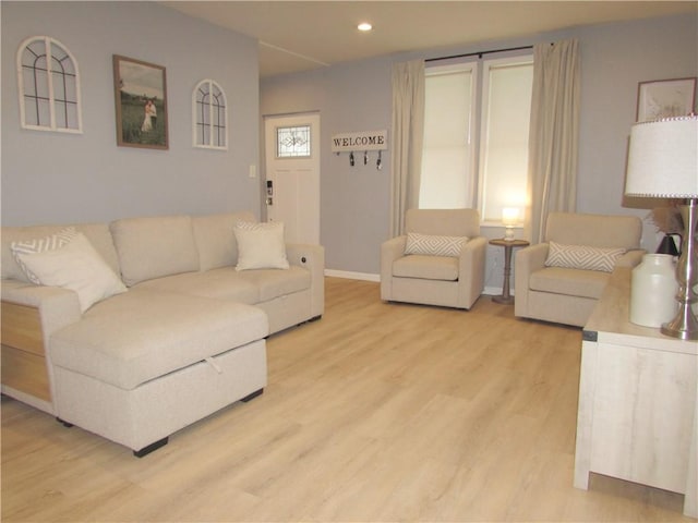 living room featuring light hardwood / wood-style floors