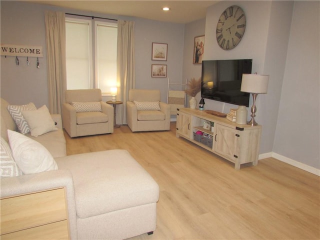 living room featuring light hardwood / wood-style floors