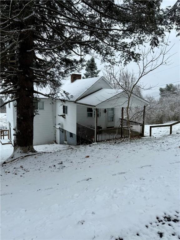 view of snow covered exterior