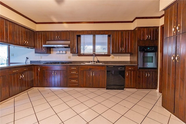 kitchen with dark brown cabinetry, stainless steel appliances, and sink