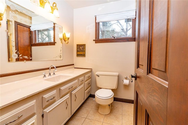 bathroom featuring tile patterned flooring, vanity, and toilet