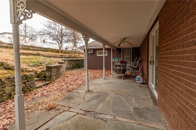 view of patio with ceiling fan