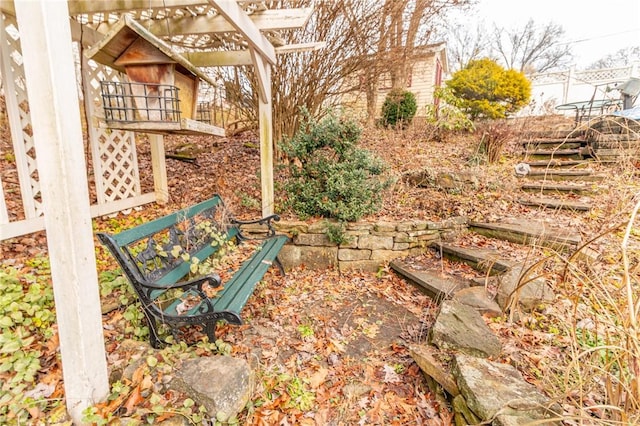 view of yard featuring a pergola