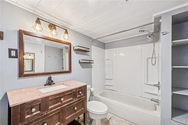 full bathroom with vanity, shower / bathing tub combination, and toilet