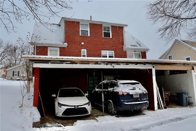 view of snow covered property